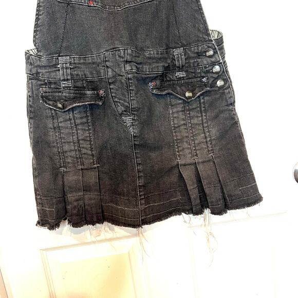 VTG Candie’s Denim Suspender Mini Skirt XL | Y2K Goth Grunge - Picture 5 of 6
